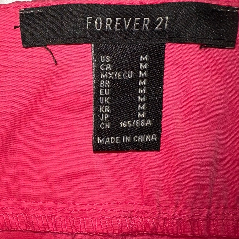 Forever 21 Pink Corset Crop Top Lace Up Ruffle Milkmaid Coquette M - Picture 6 of 7